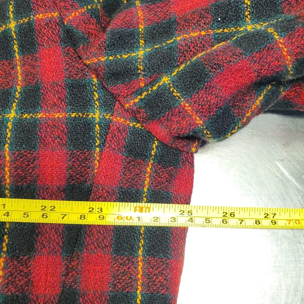 White Stag Woman Plaid Blazer Jacket Red Black Yellow Longline Coat Pockets